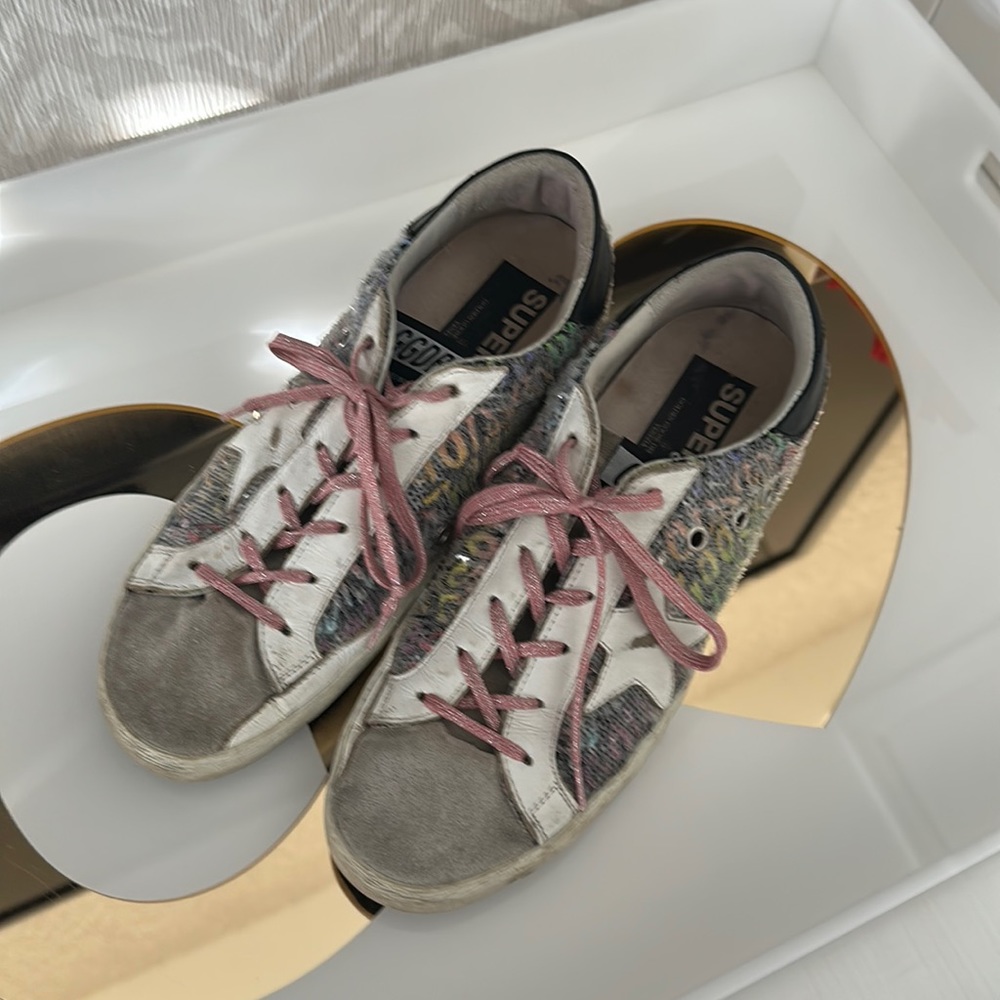 Golden goose distressed graffiti shoes